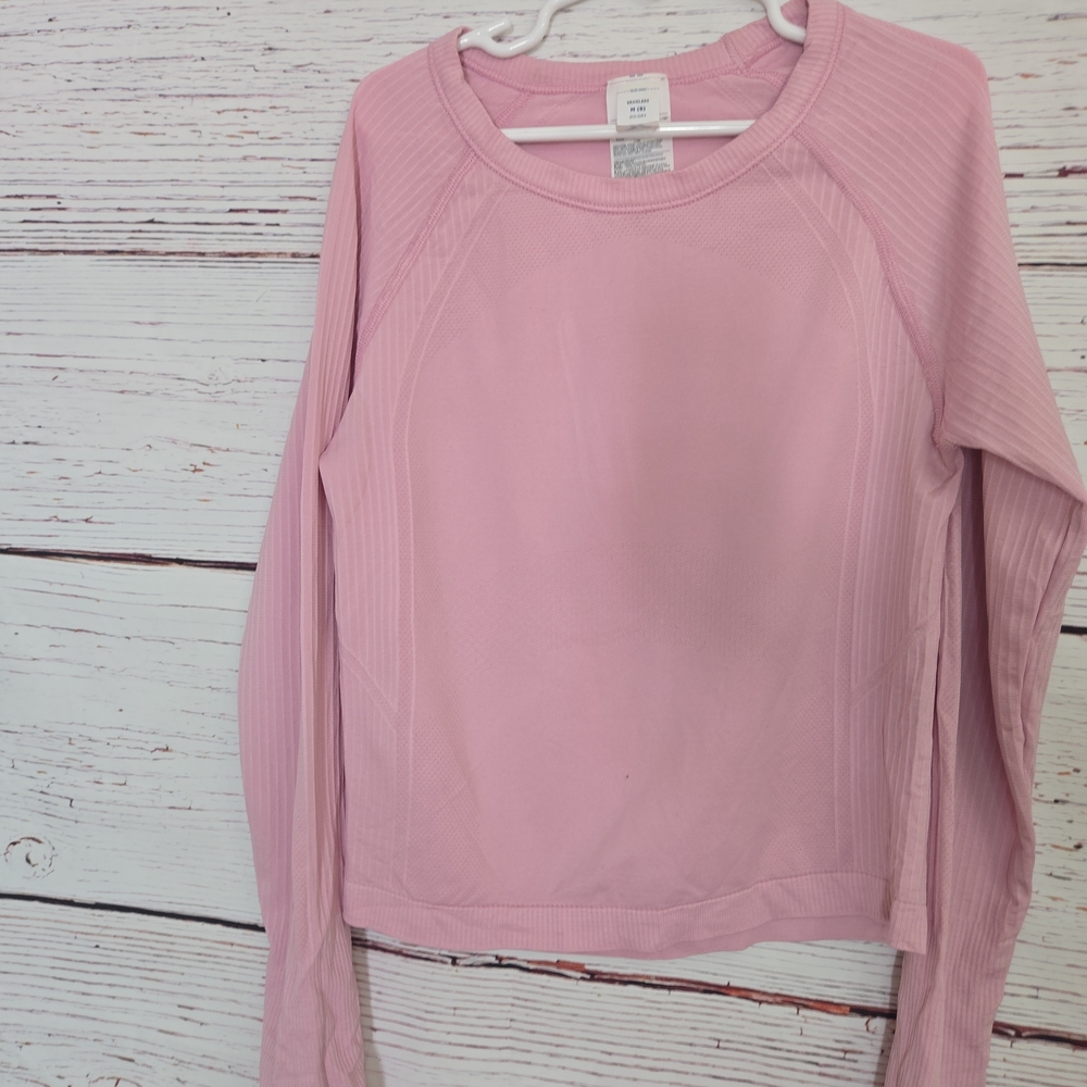 Girls Pink Go-Dry Seamless Long Sleeve Active Top Size M (8)